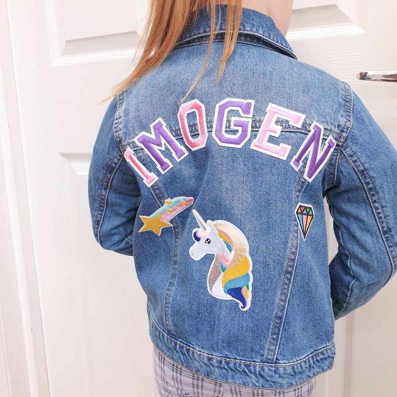 Size 3T Lucky Brand Jean Jacket Kids Youth Pins Patches 